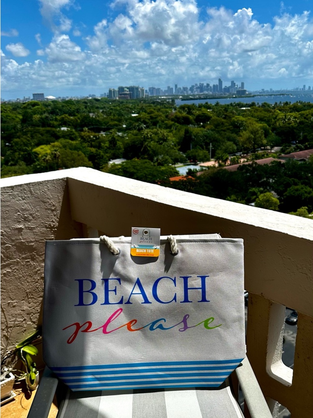 NWT Beach Please Tote Bag Rope Handle Pool Bag Summer Market Tote